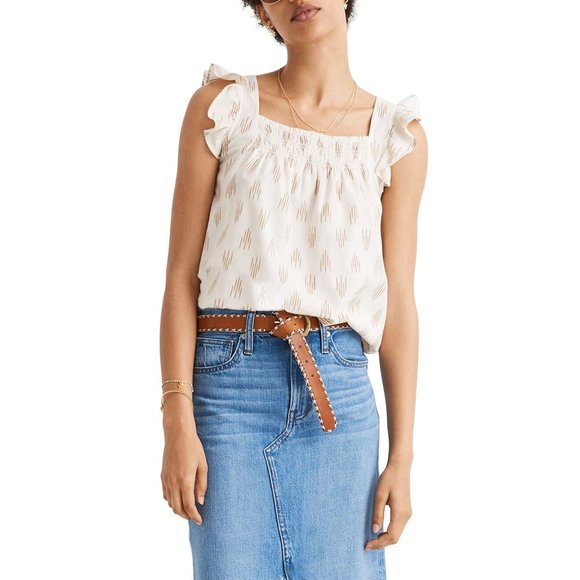 smocked ruffle tank top